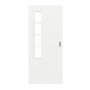 Frontansicht von GARANT Schiebetür D354-60 Designer White Resopal mit Lichtausschnitt LA-5 bandseitig Sprosse SP10