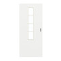Frontansicht von GARANT Schiebetür D354-60 Designer White Resopal mit Lichtausschnitt LA-5 schlossseitig Sprosse SP10