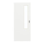 Frontansicht von GARANT Schiebetür D354-60 Designer White Resopal mit Lichtausschnitt LA-5 schlossseitig