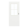 Frontansicht von GARANT Schiebetür D354-60 Designer White Resopal mit Lichtausschnitt LA-6 Sprosse SP0