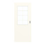 Frontansicht von GARANT Schiebetür 0105-60 Pearl White CePaL mit Lichtausschnitt LA-6 Sprosse SP1