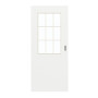 Frontansicht von GARANT Schiebetür D354-60 Designer White Resopal mit Lichtausschnitt LA-6 Sprosse SP2