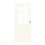 Frontansicht von GARANT Schiebetür 0105-60 Pearl White CePaL mit Lichtausschnitt LA-6 Sprosse SP4