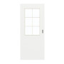 Frontansicht von GARANT Schiebetür D354-60 Designer White Resopal mit Lichtausschnitt LA-6 Sprosse SP4