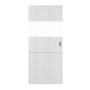 Frontansicht von HÖRMANN Schiebetür Pure 2 Eiche Weiß Duradecor DesignLine mit Lichtausschnitt quer mit bündiger Lisene Steel 79-7