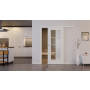 Front-Milieuansicht von der vor der Wand laufenden Georgia 1 LA Sprosse 2/4 ClassicLine Duradecor Verkehrsweiß RAL 9016 Schiebetür - Hörmann