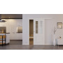 Front-Milieuansicht von der vor der Wand laufenden Georgia 3 LA Sprosse 1/3 ClassicLine Duradecor Verkehrsweiß RAL 9016 Schiebetür - Hörmann