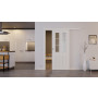 Front-Milieuansicht von der vor der Wand laufenden Georgia 4 LA Sprosse 1/3 ClassicLine Duradecor Verkehrsweiß RAL 9016 Schiebetür - Hörmann