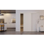 Front-Milieuansicht der vor der Wand laufenden CLASSEN Schiebetür Dynamic RAL 9010 Weißlack 2.6 