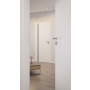 CloseUp-Milieuansicht von HÖRMANN Innentür Pure 1 Gebürstetes Weiß Duradecor DesignLine mit Lichtausschnitt Bandseite