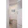 CloseUp-Milieuansicht von HÖRMANN Innentür Pure 2 Bütte Weiß Duradecor DesignLine mit Lichtausschnitt quer mit bündiger Lisene Plain 80-7