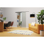 Wohnzimmer mit Cafe 2 Mattierung Schiebetür Ganzglas mit Motiv matt - Erkelenz