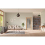 Front-Milieuansicht der in der Wand laufenden GARANT Schiebetür Authentic Achat CePaL mit Lichtausschnitt LA-3 Sprosse SP0