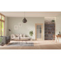 Front-Milieuansicht der in der Wand laufenden GARANT Schiebetür Authentic Achat CePaL mit Lichtausschnitt LA-3 Sprosse SP2