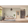 Front-Milieuansicht der in der Wand laufenden GARANT Schiebetür Authentic Achat CePaL mit Lichtausschnitt LA-6 Sprosse SP0