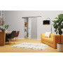 Wohnzimmer mit Linie 1 Motiv klar Glasschiebetür-Set inkl. Schiebetürsystem S65 - Erkelenz