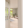 CloseUp-Milieuansicht von GARANT Zimmertür D354-60 Designer White Resopal mit Lichtausschnitt LA-6 Sprosse SP2