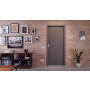 Front-Milieuansicht der in der Wand laufenden HÖRMANN Schiebetür Groove 49 Staubgrau RAL 7037 Lack DesignLine