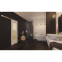 Main-Milieuansicht der vor der Wand laufenden GARANT Feuchtraum-Schiebetür D354-60 Designer White Resopal mit Lichtausschnitt LA-DIN
