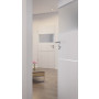 CloseUp-Milieuansicht von HÖRMANN Innentür Pure 2 Eiche Weiß Duradecor DesignLine mit Lichtausschnitt quer mit Lisene Steel 79