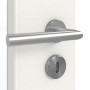 Detailansicht der Oberfläche von GARANT Zimmertür-Set Authentic Bianco quer CPL mit Lichtausschnitt LA-DIN mit Zarge und Drücker