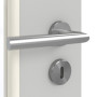 Detailansicht der Oberfläche von GARANT Zimmertür D92-60 Dove Grey Resopal mit Lichtausschnitt LA-DIN Sprosse SP2