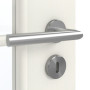 Detailansicht der Oberfläche von GARANT Zimmertür Weiß Struktur Premium CPL mit Lichtausschnitt LA-2 Sprosse SP1