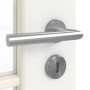 Detailansicht der Oberfläche von GARANT Zimmertür D354-60 Designer White Resopal mit Lichtausschnitt LA-5 schlossseitig Sprosse SP10