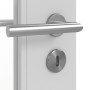 Detailansicht der Oberfläche von JELD-WEN Innentür Shape 4FS Nickelgrau ähnlich RAL 7047 ExpertLack mit Lichtausschnitt LA-2G