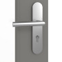 Detailansicht der Oberfläche von GARANT Wohnungseingangstür Matt Staubgrau 7037 G-TEC mit Lichtausschnitt LA-DIN