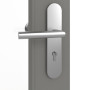 Detailansicht der Oberfläche von GARANT Wohnungseingangstür Matt Staubgrau 7037 G-TEC mit Lichtausschnitt LA-4 schlossseitig