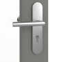 Detailansicht der Oberfläche von GARANT Wohnungseingangstür Matt Staubgrau 7037 G-TEC mit Lichtausschnitt LA-5 schlossseitig