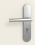 Detailansicht der Oberfläche von CLASSEN Wohnungseingangstür-Set Weiß RAL 9010 CPL 4.1 mit Stahl-Eckzarge und Beschlag