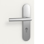 Detailansicht der Oberfläche von CLASSEN Wohnungseingangstür-Set Weiß RAL 9016 CPL 4.1 mit Stahl-Eckzarge und Beschlag