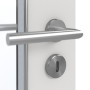 Detailansicht der Oberfläche von GARANT Feuchtraumtür 0160-60 Silver Grey Resopal mit Lichtausschnitt LA-4 schlossseitig