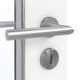 Detailansicht der Oberfläche von GARANT Feuchtraumtür U11209SD Edelweiß GHK08 mit Lichtausschnitt LA-4 schlossseitig