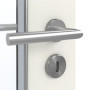 Detailansicht der Oberfläche von GARANT Feuchtraumtür Weiß Struktur Premium GCK08 mit Lichtausschnitt LA-4 schlossseitig