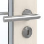 Detailansicht der Oberfläche von GARANT Feuchtraumtür Authentic Perl GCK08 mit Lichtausschnitt LA-5 schlossseitig