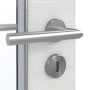 Detailansicht der Oberfläche von GARANT Feuchtraumtür Quer Authentic Grigio GCK08 mit Lichtausschnitt LA-5 schlossseitig