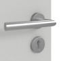 Detailansicht der Oberfläche von GARANT Objektinnentür D92-60 Dove Grey Resopal mit Lichtausschnitt LA-4 bandseitig