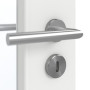 Detailansicht der Oberfläche von GARANT Schallschutztür Matt Weißlack 9016 G-TEC mit Lichtausschnitt LA-4 schlossseitig
