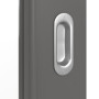 Detailansicht der Oberfläche von HÖRMANN Schiebetür Groove 16 Staubgrau RAL 7037 Lack DesignLine mit Lichtausschnitt LA 27