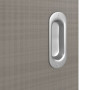 Detailansicht der Oberfläche von LEBO Schiebetür Cotton Like Taupe Versio mit Lichtausschnitt LA 24 bandseitig