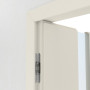 Detailansicht der Bänder von Innentür-Set Linea 04 LA-04 reverse Weißlack mit Zarge und Drücker