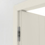 Detailansicht der Bänder von Innentür-Set Linea 05 reverse Weißlack mit Zarge und Drücker