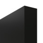 Detailansicht der stumpfen Kante von GARANT Schiebetür 0901-60 Black Resopal mit Lichtausschnitt LA-3 Sprosse SP4