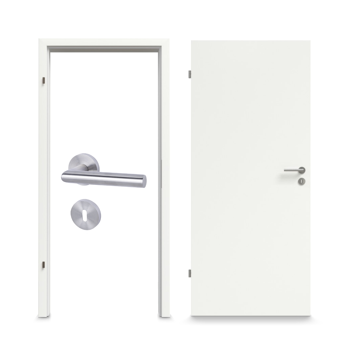 Zimmertür mit Zarge CPL Uni Weiß mit 60mm-Bekleidung DK