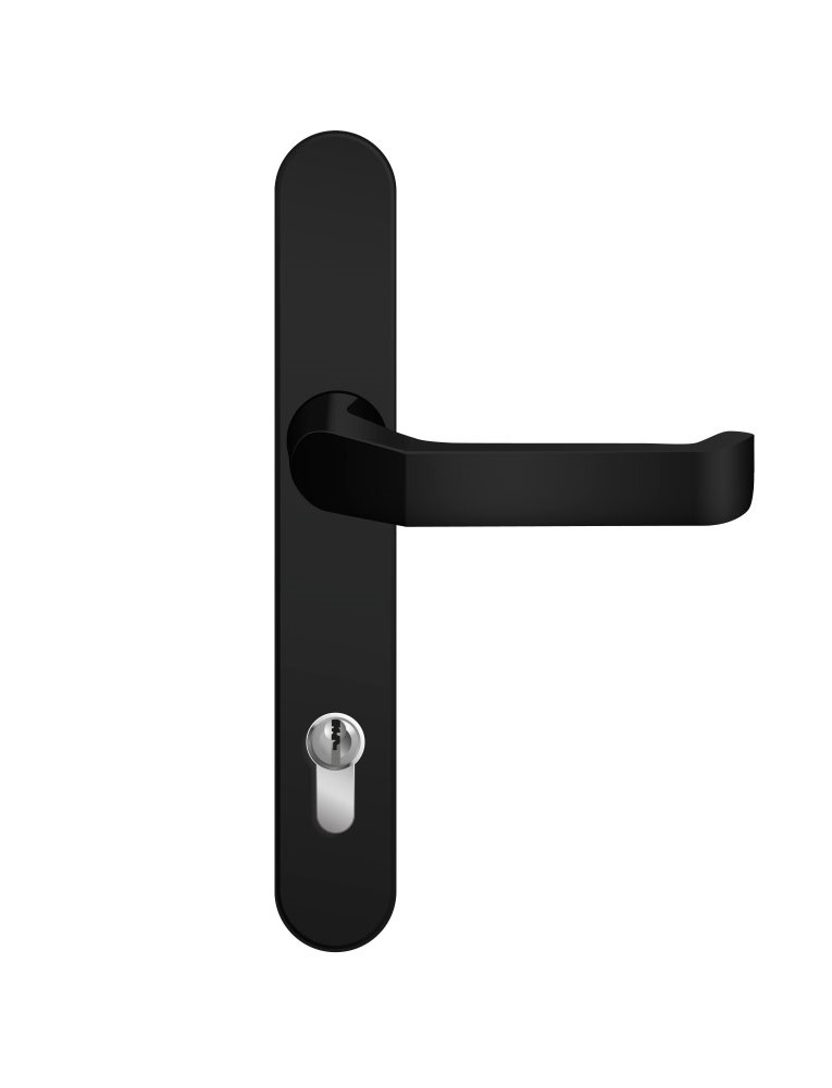 Drücker auf Langschild Aluminium Schwarz