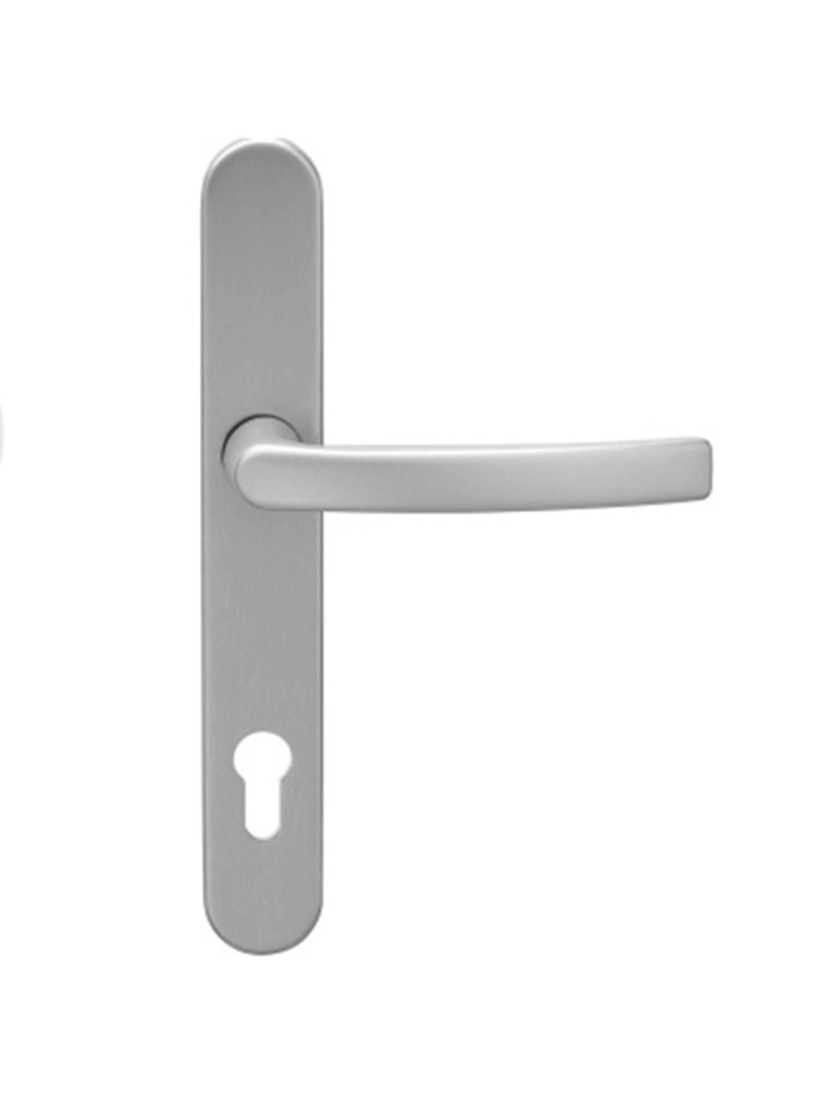 Drücker auf Langschild Aluminium F1 silberfarben