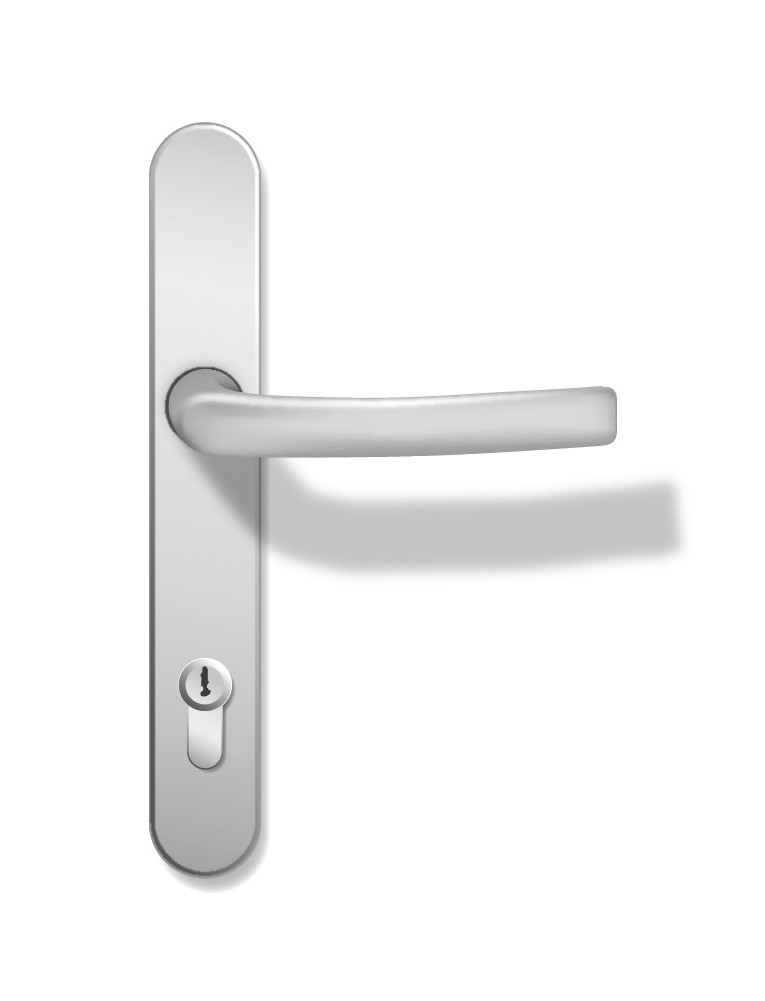 Drücker auf Langschild Aluminium F1 silberfarben